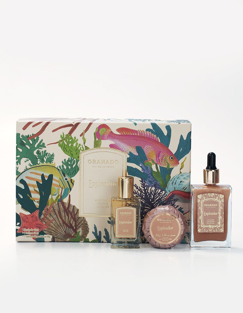 Kit Iluminador + Perfume + Sabonete em Barra Esplendor