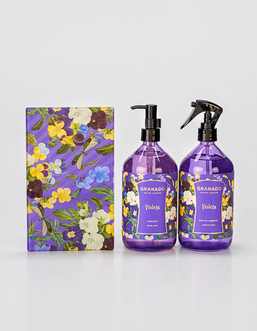 Kit Spray de Ambiente & Sabonete Líquido + Porta-objetos Violeta